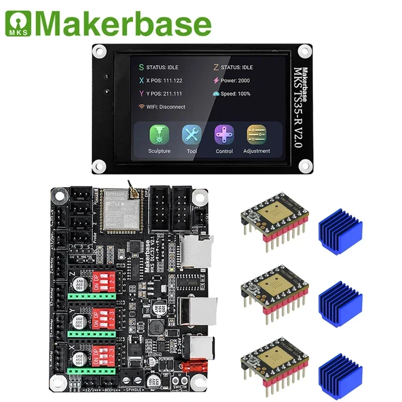 Makerbase MKS dlc32 control board 32bit motherboard ESP32 WiFi TS24/ts35 screen tmc2209 driver for CNC laser engraving machine