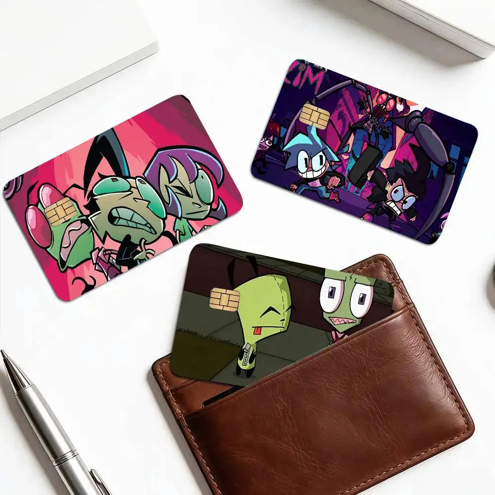 I-Invader Z-Zim Anime Credit Card Sticker Waterproof PVC Skin Cover For Debit Bank Card, Removable Card Decal Wrap