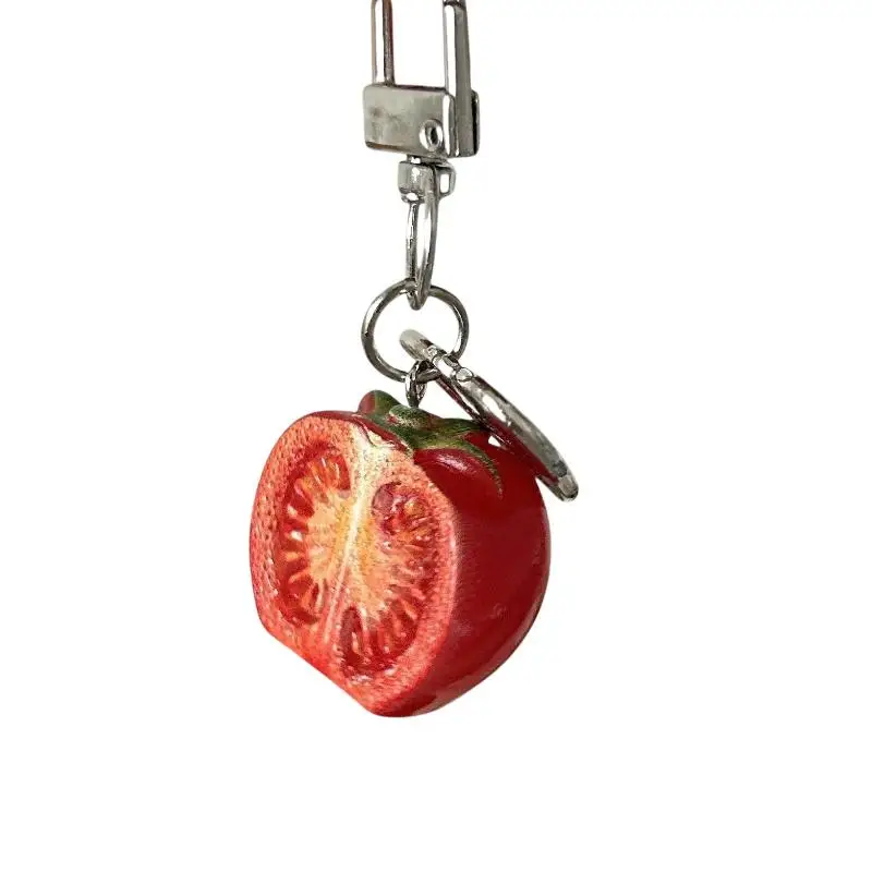 1/3 Stück 3D Halbgeschnittener Tomaten-Schlüsselanhänger aus Kunststoff, Niedlicher Anhänger für Handyhülle/Tasche, Ideales Geburtstagsgeschenk für Frauen und Mädchen – Detail 2
