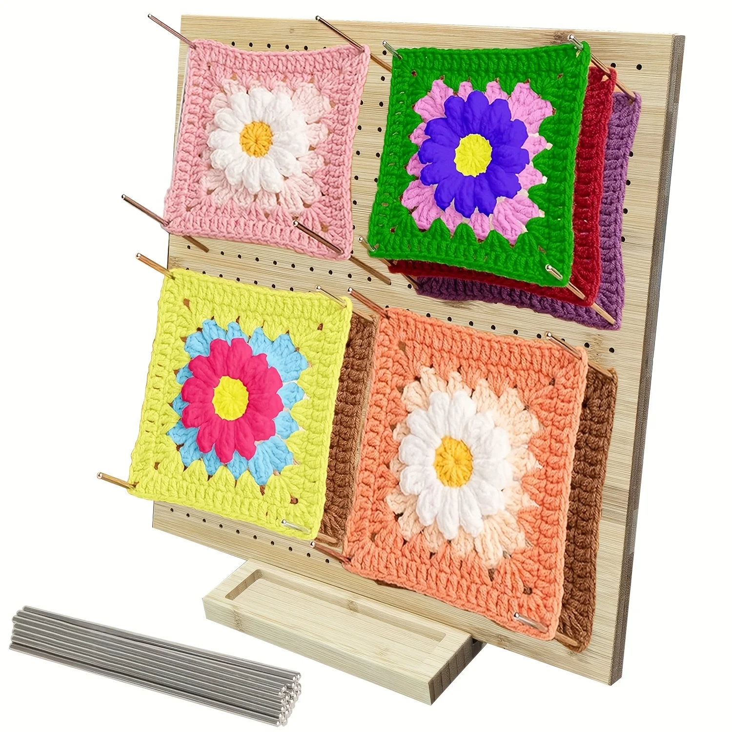 

13x13Foldable Crochet Blocking Board Upgrade Large Size with 20pcs Stainless Steel Pegs - Knitting & Crochet Project Accessory G