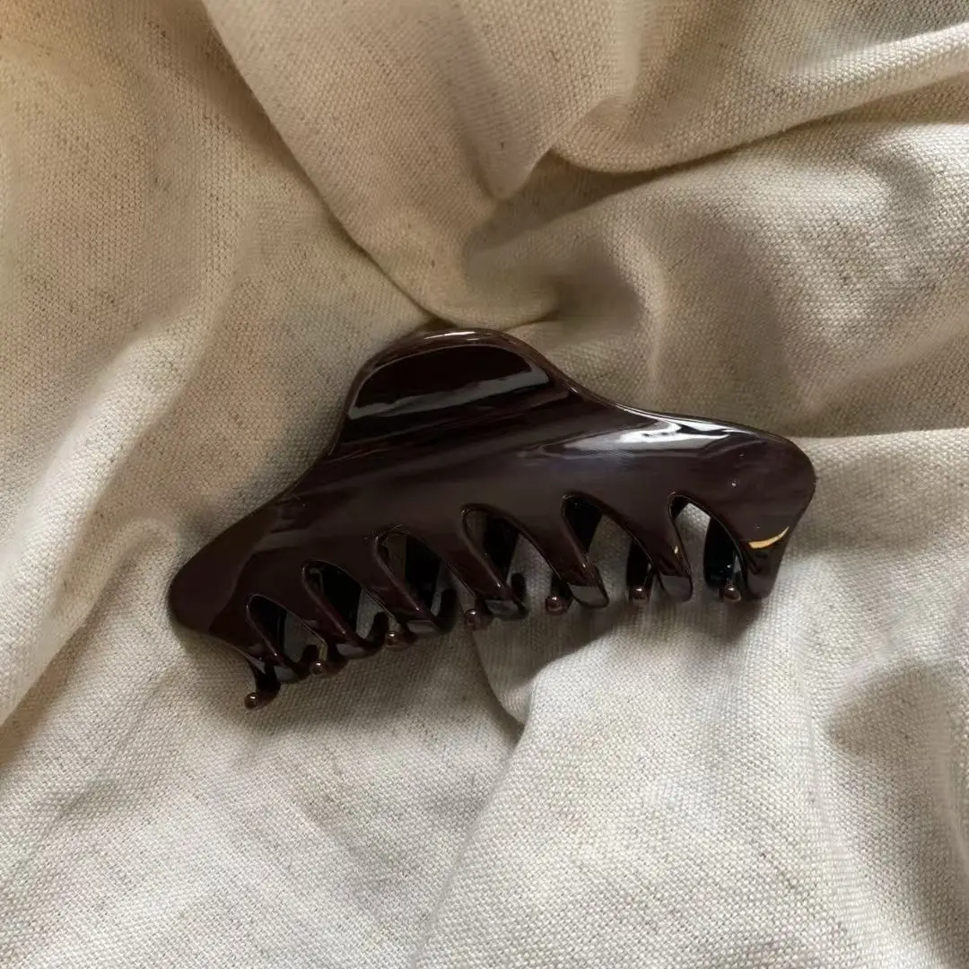 Pinces à cheveux coréennes grises à pois pour chiot et chien, 2 pièces, pinces à cheveux en forme de crabe, dos de la tête, demi-shark, épingle à cheveux, queue de cheval, accessoires pour cheveux