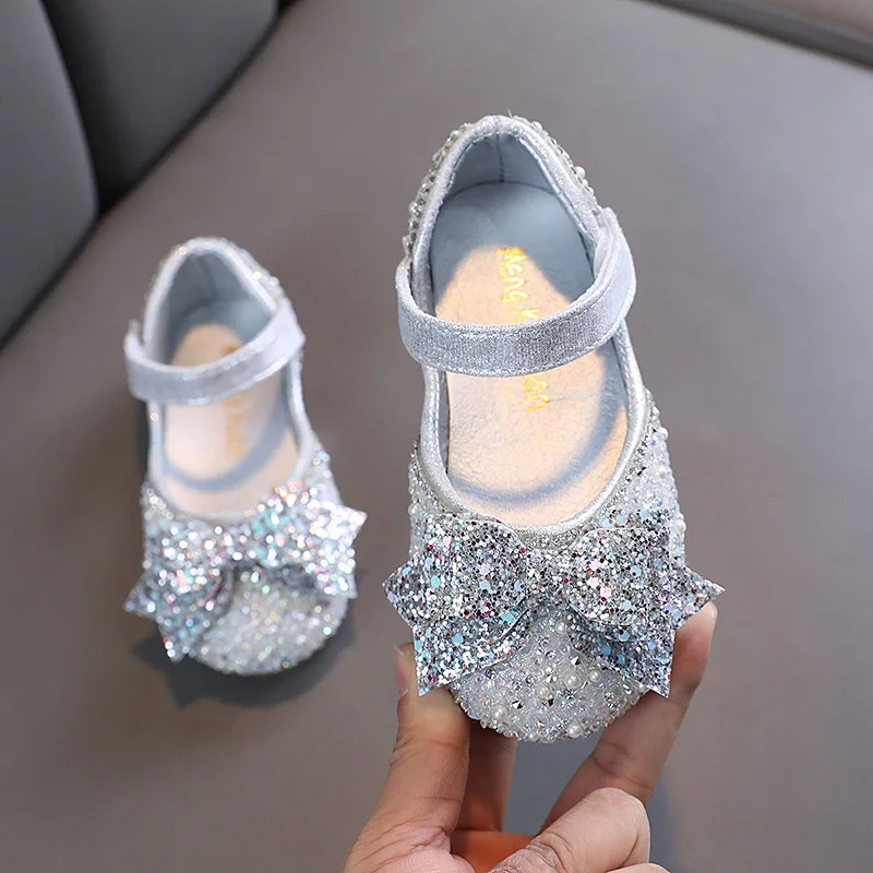 

Girls' Princess Sandals Fashion Bow Sequin Cute Little Girl Shoes Student Soft Wedding Performance Sandals Kids Shoes H533