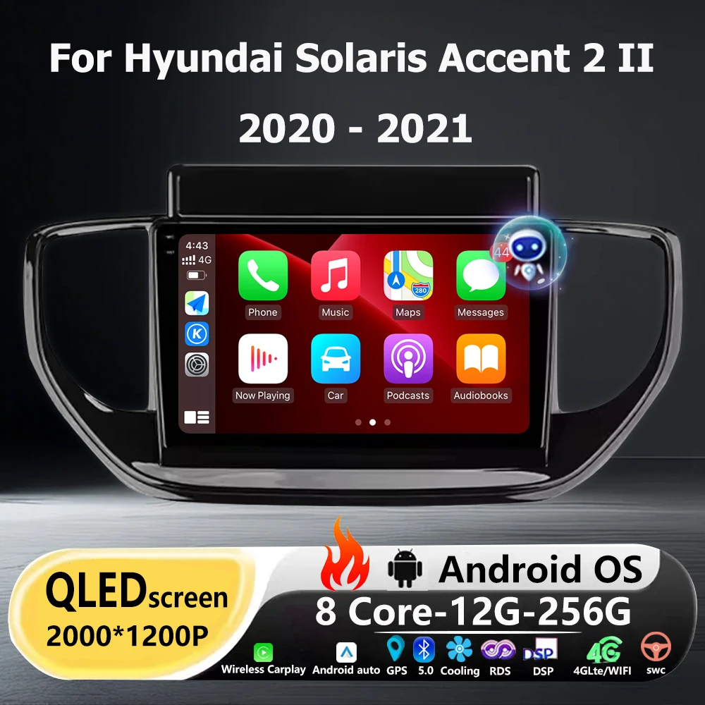 

Автомагнитола Android 16 для Hyundai Solaris Accent 2 II 2020-2021: Мультимедийный видеоплеер, GPS-навигация, Carplay, головное устройство