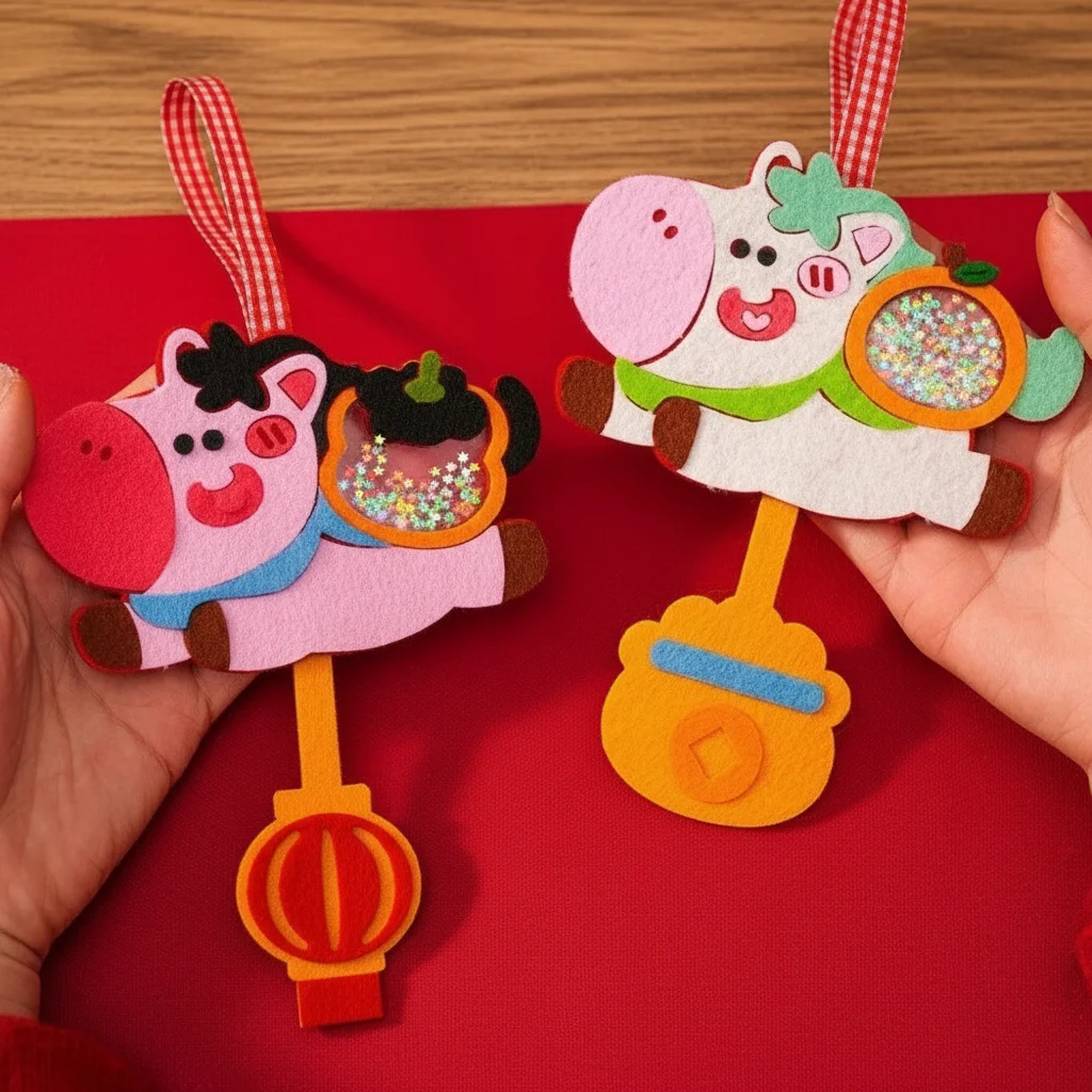 

Cartoon Horse Year Decorations Traditional Exquisite Spring Festival Pendant Diy Cute Shaking Pendant Children Kindergarten Gift