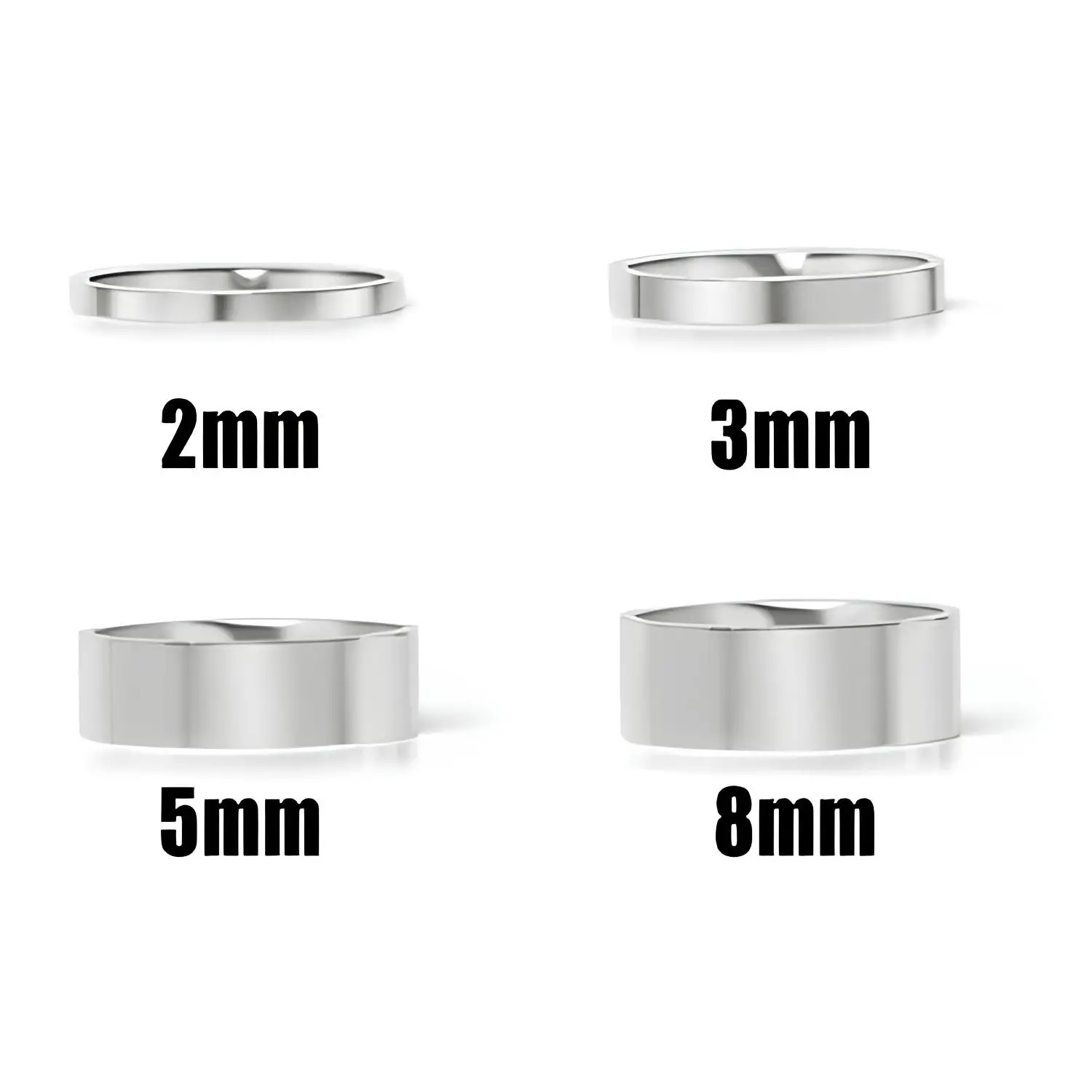 Hochglanzpolierte 2mm 3mm 5mm 8mm Verlobungsringringe für Frauen Neuer trendiger 316l Edelstahl wasserdichter Schmuck