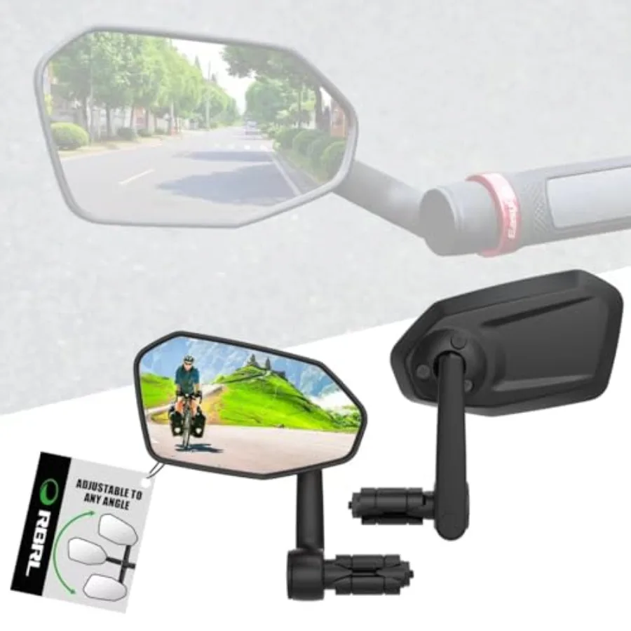 

Extra Large 360 Adjustable Shatterproof and Durable Bicycle Mirror Set for E-Bike and Standard Bicycles Ideal for Urban Riding