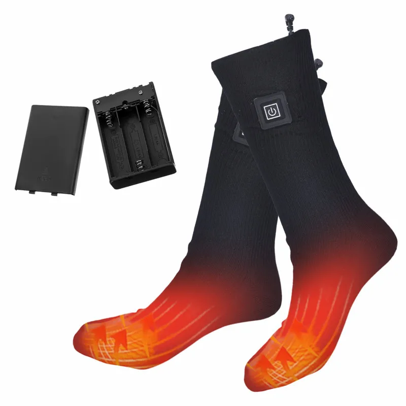 3-7 Hours Button Electric Heating Socks Adjustable Breathable Quick-drying for Women Men Winter Skiing Outdoor Sports Sock