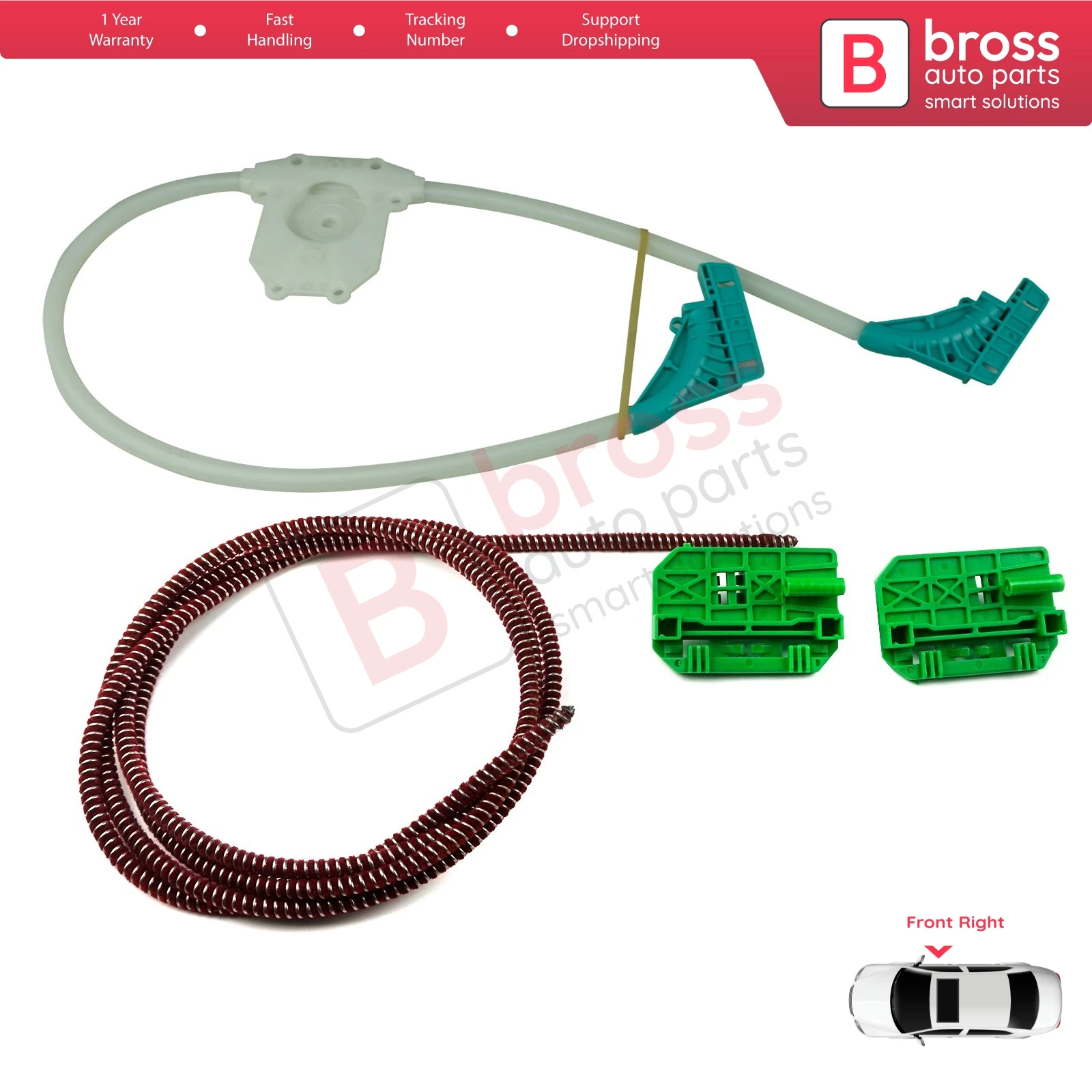 BWR5098 Kit di riparazione alzacristallo elettrico destro per Renault Trucks Premium Kerax Midlum DAF LF 45 55 Volvo FL II FE 1400754