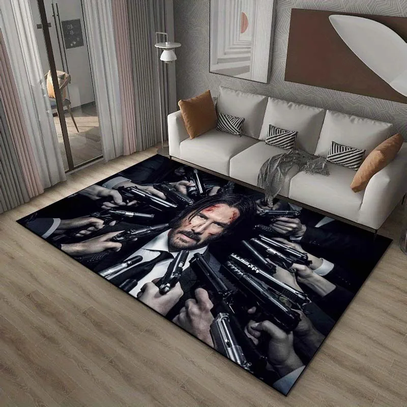 15 Sizes Killer J-John Wick Pattern Rug Carpets Bedroom Living Room Bathroom Mat Creative Door Mat Home Cloakroom Decor Area Rug