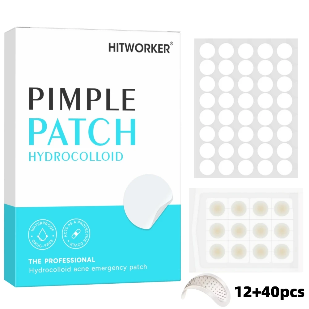 40pcs Day + 12pcs Night Transparent Circle Acne Patches, Covers Spots, Conceals Blemishes, Skin Cleaning Stickers for Fac