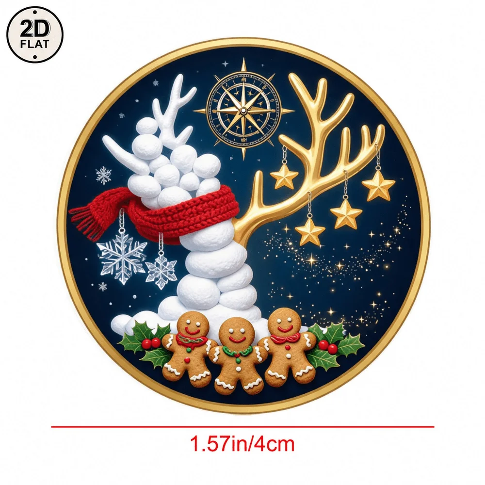 1pc Christmas Snowman Antler Metal Challenge Coin UV Print Gingerbread Man Snowflake Commemorative Medal Holiday Souvenir Gift