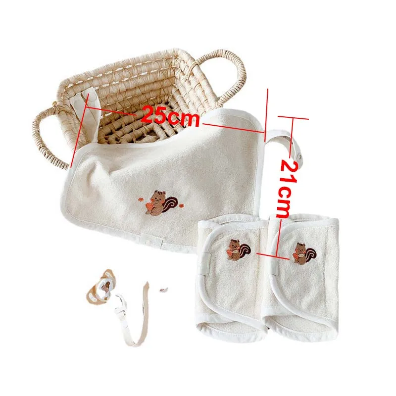 Bavoir coréen Ins pour bébé, serviette à sucer avec morsure de poitrine, tabouret de taille en coton initié, accessoires de serviette, bébé Electrolux, remorquage de salive, 3 pièces par ensemble