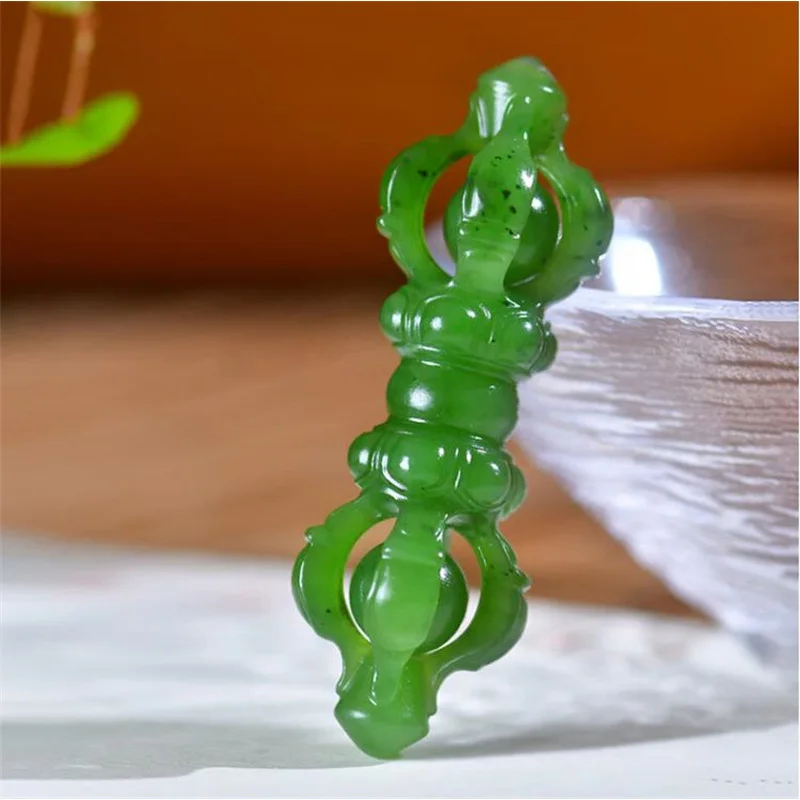 

Natural Hetian Green Jade King Subduing Club Pendant Men's and Women's Gifts