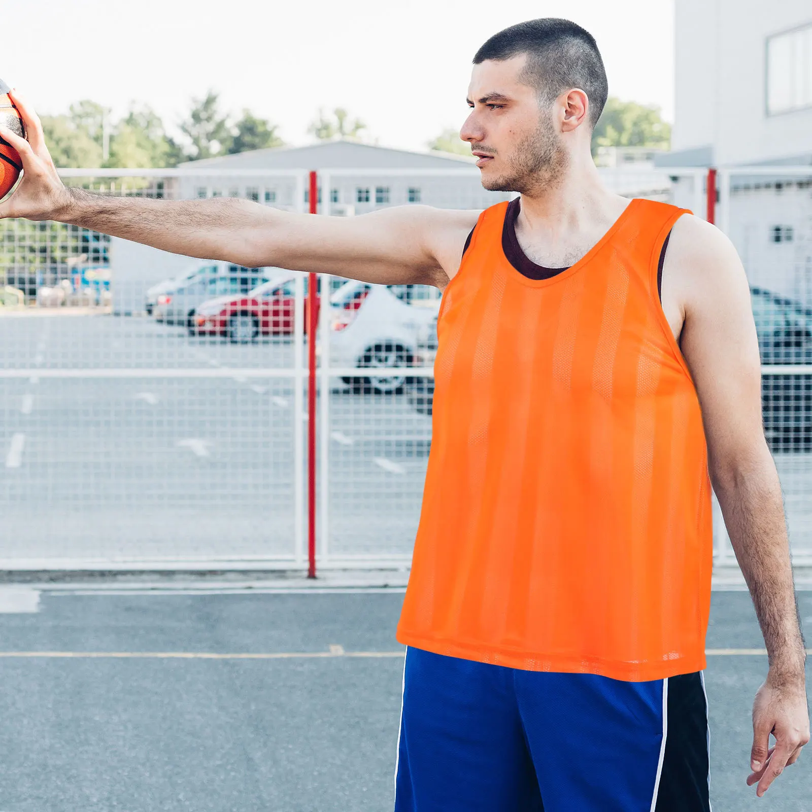 6 قطعة سترة رياضية مخططة شبكة التدريب المرايل تنفس خفيفة الوزن ممارسة كرة القدم الفانيلة فريق Pinnies لكرة السلة كرة القدم