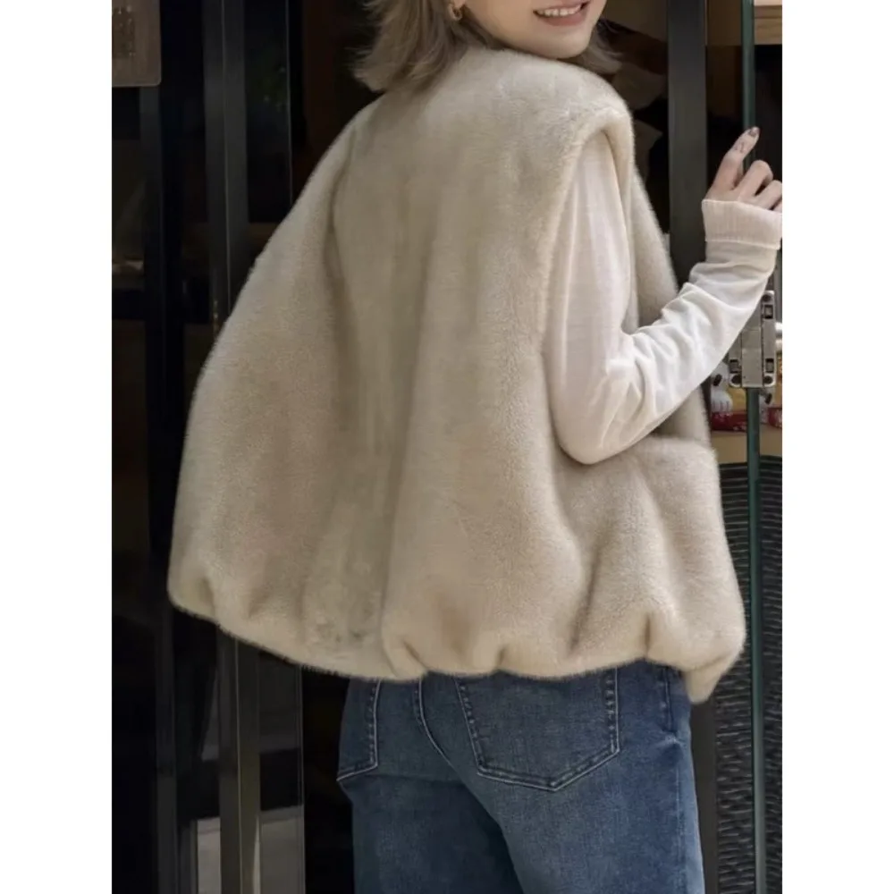 Environmentally Friendly Imitation Mink Fur Fur Vest,autumn Andwinter Warm Vest Jacket,women's Sleeveless Soft Glutinous Fur Top
