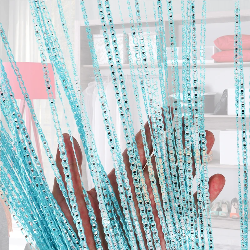 Door String Curtain Beaded Flash Line Shiny Tassel Divider Curtain for Living Room Doorway Wedding Decoration