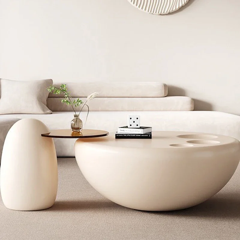 Creamy Cats Claw Round Coffee Table High End Sense Modern Simple Luxury Side Table Living Room Mesa Auxiliar Salon Furniture