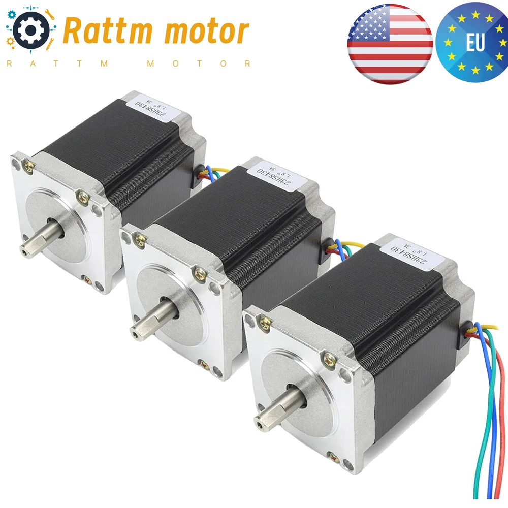 【EU US】3pcs Of CNC Nema23 stepper motor 76mm 23HS8430 1.8Nm 270Oz-in 3A 4 wires Single Shaft