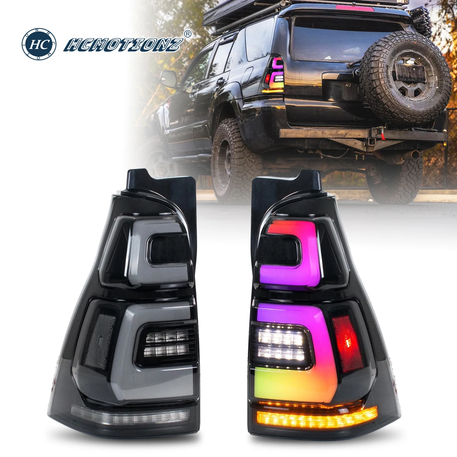 HCMOTIONZ LED Tail Lights for Toyota 4Runner 2003-2009 4th Gen RGB Animation Sequential Rear Lamps Assembly Lighting System