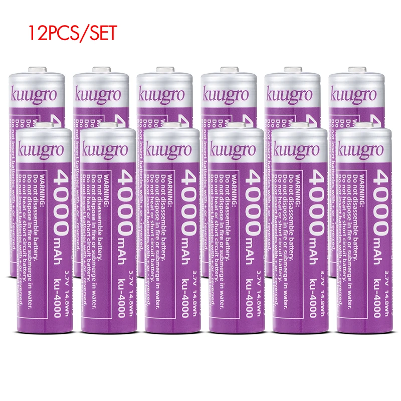 Kuugro ku-4000 puntige batterij 18650 4000 mAh 3,7 V oplaadbare lithiumbatterijen met de hoogste capaciteit 12A ontlading voor zaklamp