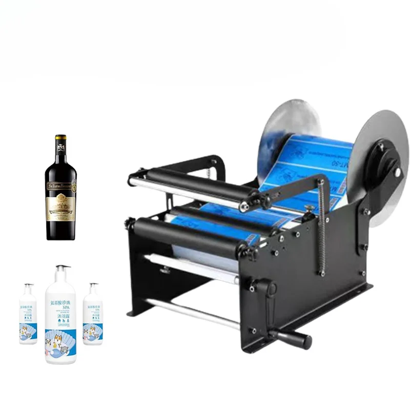 For Label Applicator Manual Round Bottle Labeling Machine Beer Can Jar Tube Wine Adhesive Sticker Labeler