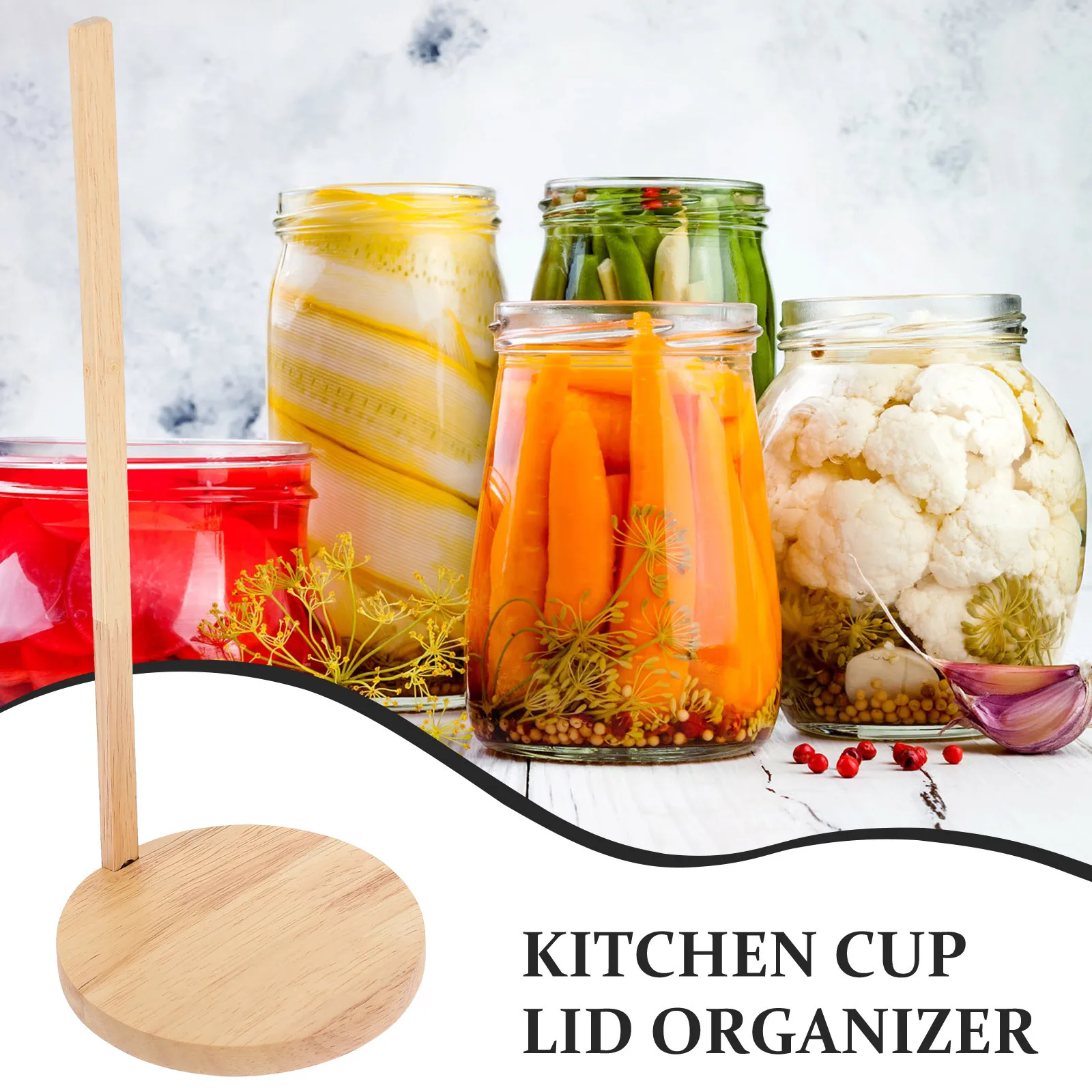 

Cup Lids Storage Rack Countertop Jar Lid Organizer Multipurpose Stackable Holder Kitchen Desktop Stand Jar Lid Organizer