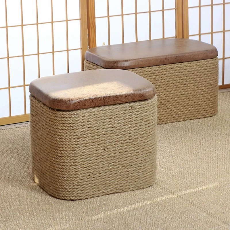 

Hemp Rope Woven Stool,Creative Storage Stool,Change Shoe Stool,Footstool,Living Room Sofa Chair,Modern Furniture,Leisure Bench