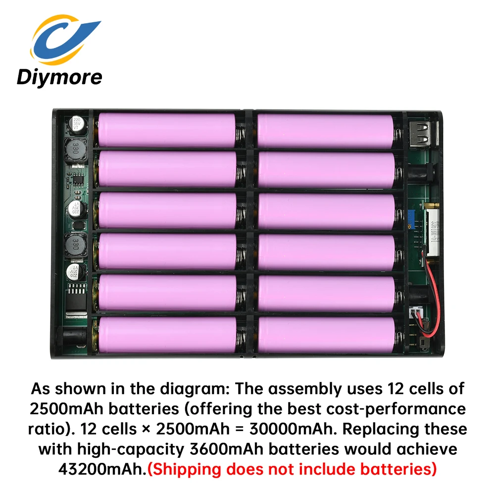 Alimentation sans interruption (ASI) DC UPS 12*18650 avec boîtier de batterie mobile pour modems, routeurs, NAS, tension réglable 12V 9V 5V