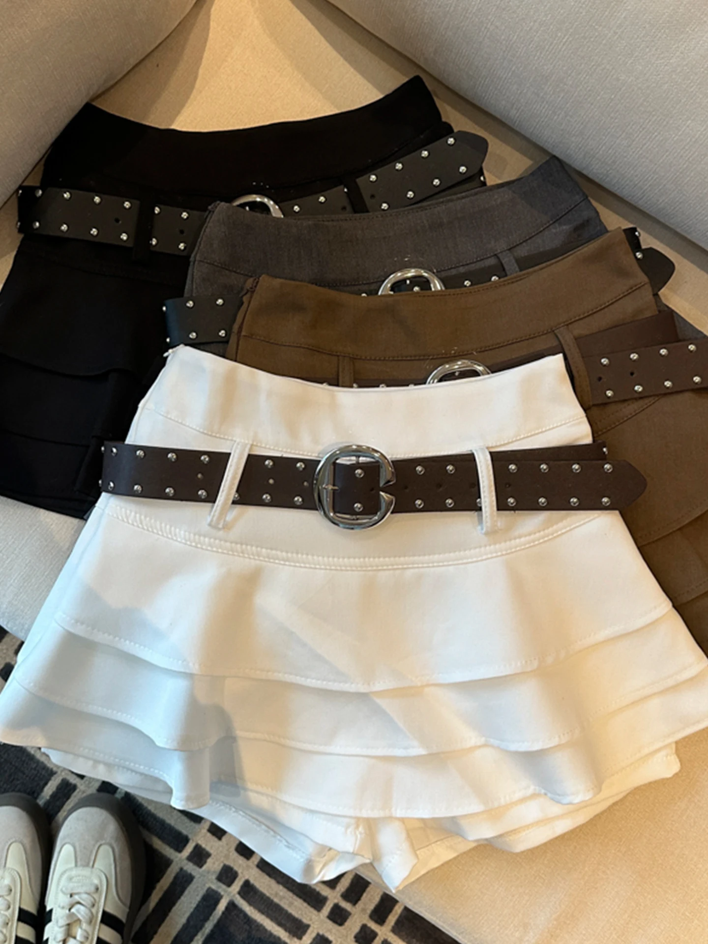 

Emily Clud Recommended Multi-Layer Cake Skirt f Body Spring Summer Anti-Light A-Line ort Pants High Waist Casual Fro
