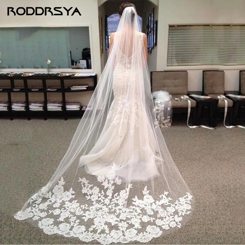 

Vintage 3 M Bridal Veils Appliques Wedding Veils Long Tull Lace Veil Vestido De Noiva Wedding Accessories In Stock Hot Selling