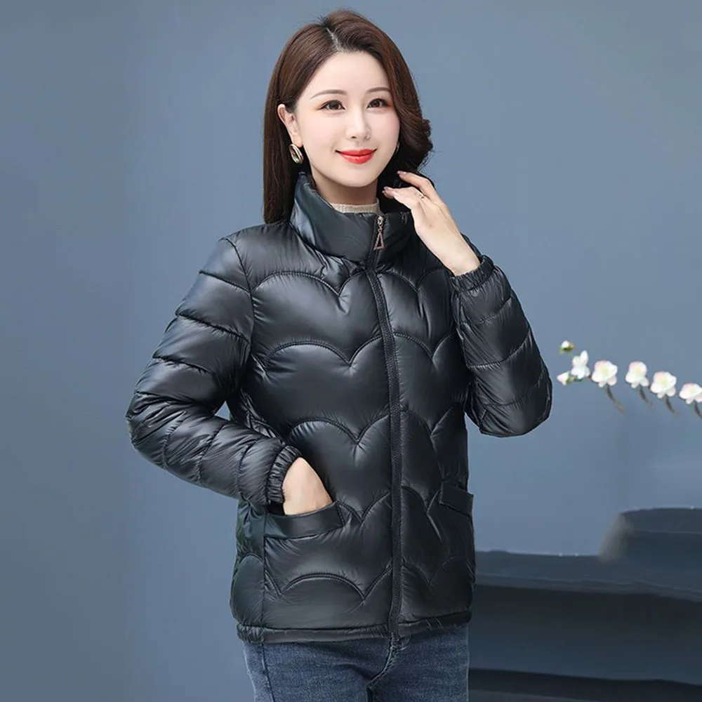 Winter Bright Washable  Cotton-padded Jacket  New Fashion Collar Coat Female Korean Version Of Loose Down Cotton-padded Jacket .