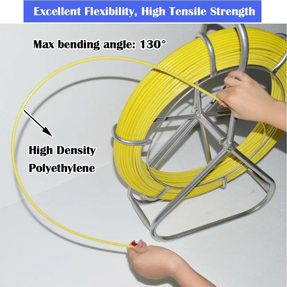 شريط السمك الألياف الزجاجية 425FT 6 مللي متر قناة رودر مع الفرامل الكهربائية شريط السمكة كابل مجتذب مع 2 قطعة نصائح النحاس