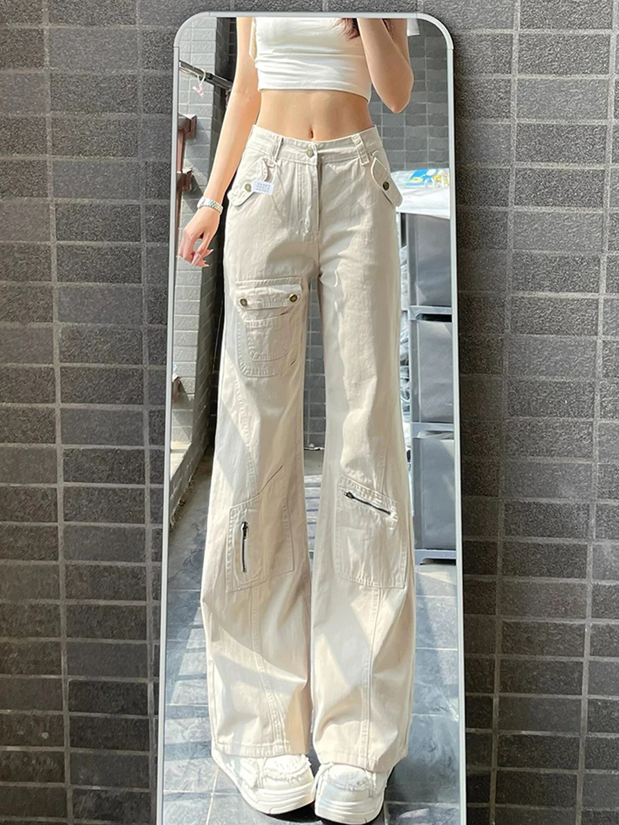 Embroidered Woman Jeans Button Fly Zipper Closure Belted Buckle Adjustable Waistband Ladies Female Denim Trousers Fashion Basic