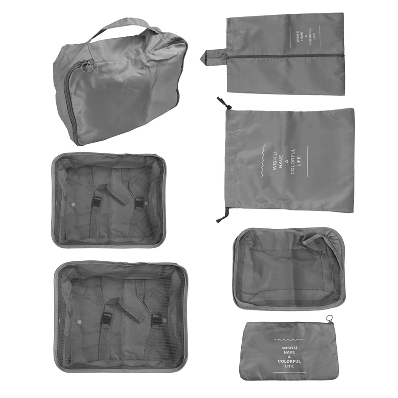 

7PC Clothes Bag Set Packing Square Multifunctional Suitcase Organiser Suitcase Organiser Holiday Travel Square