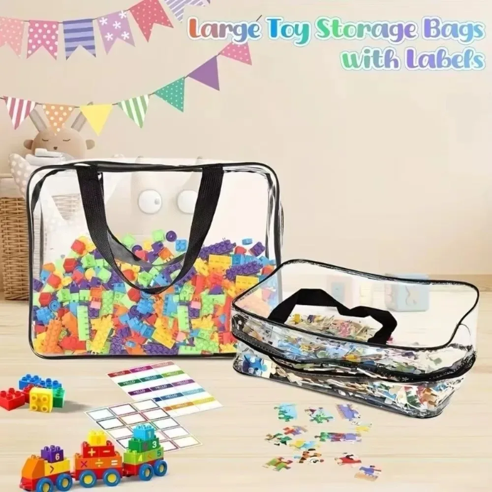 1PC Transparent PVC Toy Storage Bag Travel Waterproof Organizer for Building Blocks Puzzles Books Mildew-Proof Toy Organizing Ba