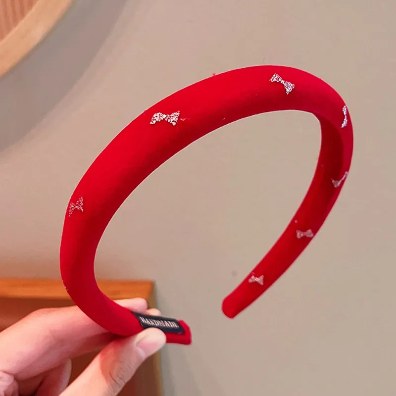 2026 Neues Weihnachts-Weinrotes Haarband für Mädchen, Frauen, Kinder, rutschfest, Plüsch, Pailletten, Samt, Schleife, Strass, Herz, Perle, Bär, Haarreif – Detail 7