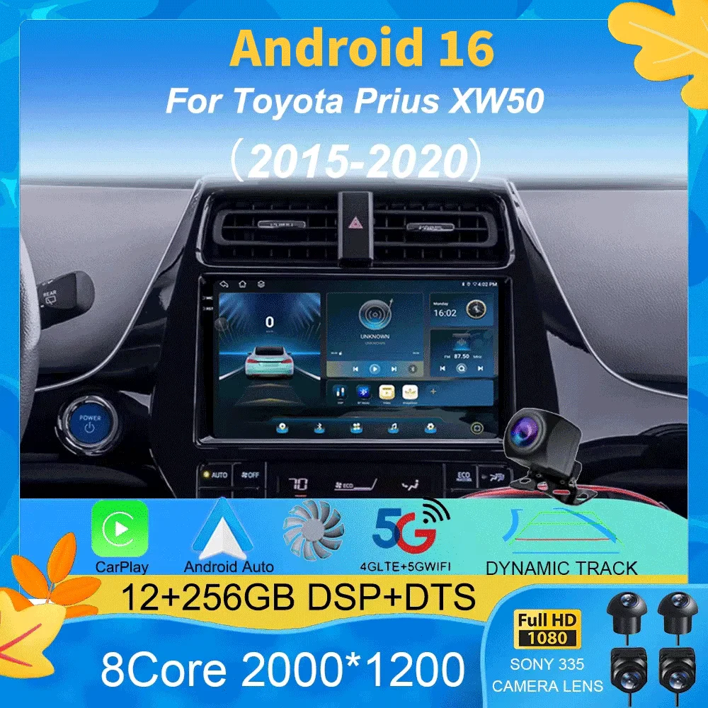 

Android 16 For Toyota Prius XW50 2015 2016 2017 2018 2019 2020 Car Radio GPS Carplay Multimedia Player Navigation Stereo Auto BT