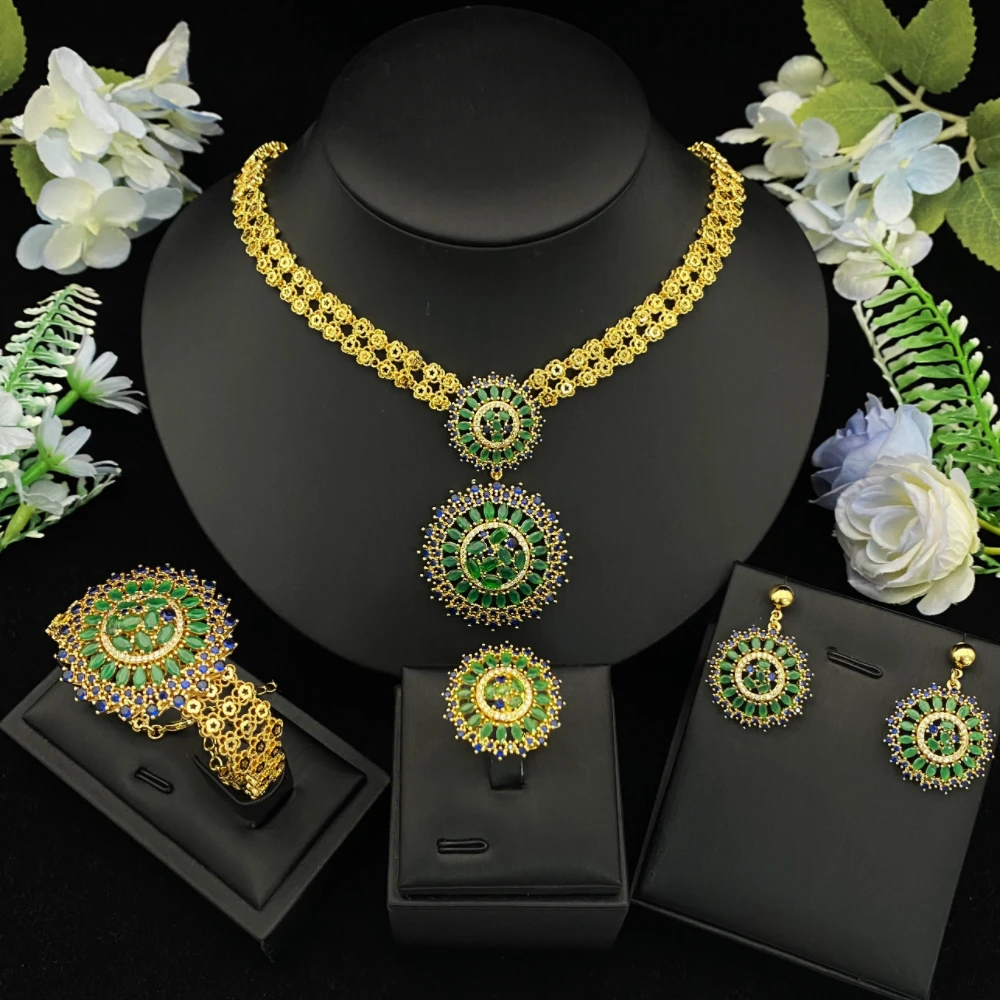 

Набор украшений Falair Sparkling Party: позолоченные медные браслет, кольцо, ожерелье и серьги с цирконами для вечерних выходов