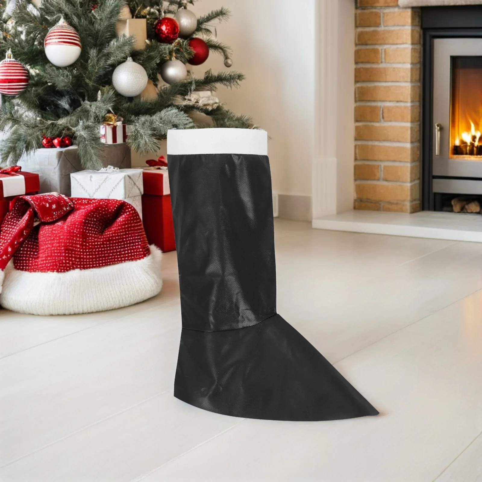 

Christmas Adult Boot Cover Shoe Outfits Makeup Boots Props Black Premium PU Santa Costume Accessory Stage