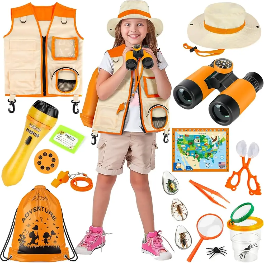2025 Nuovo Arrivo Ragazzo Junior Cortile Libro Lavoro Giorno Cosplay Avventura All'aria Aperta Explorer Kit Per Bambini Ragazza Safari Costume di Halloween