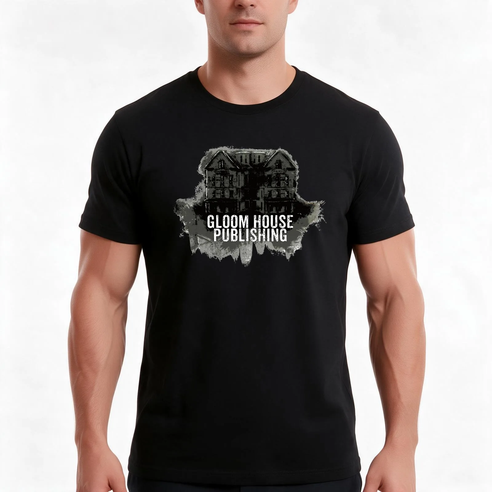 Gloom House Publishing Logo T-Shirt, Summer Casual Cotton Tee, Oversized Streetwear Tops, Vintage Graphic Print, 100% Cotton