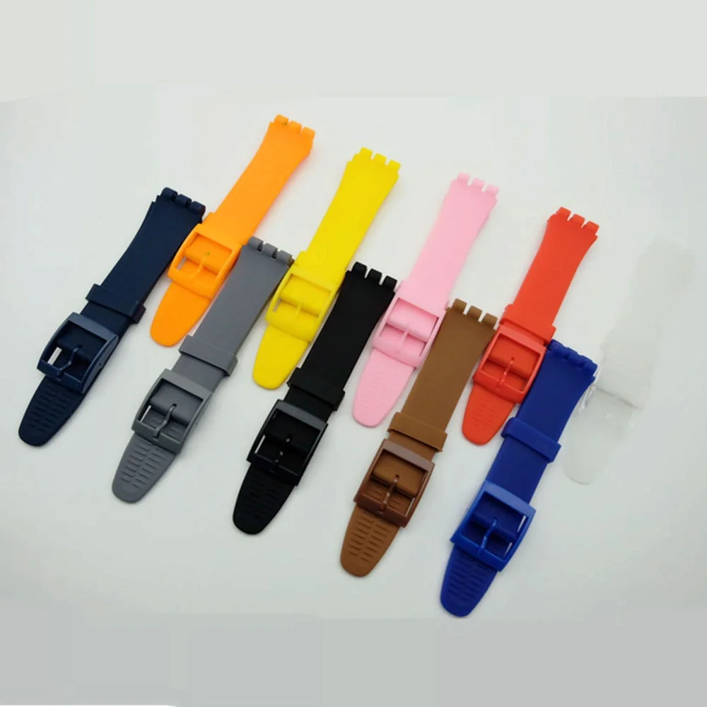 Colorful Silicome Watch Band Strap for Swatch Watchband Rubber Wristband Bracelet  Accessories 16mm 17mm 19mm 20mm Replacement