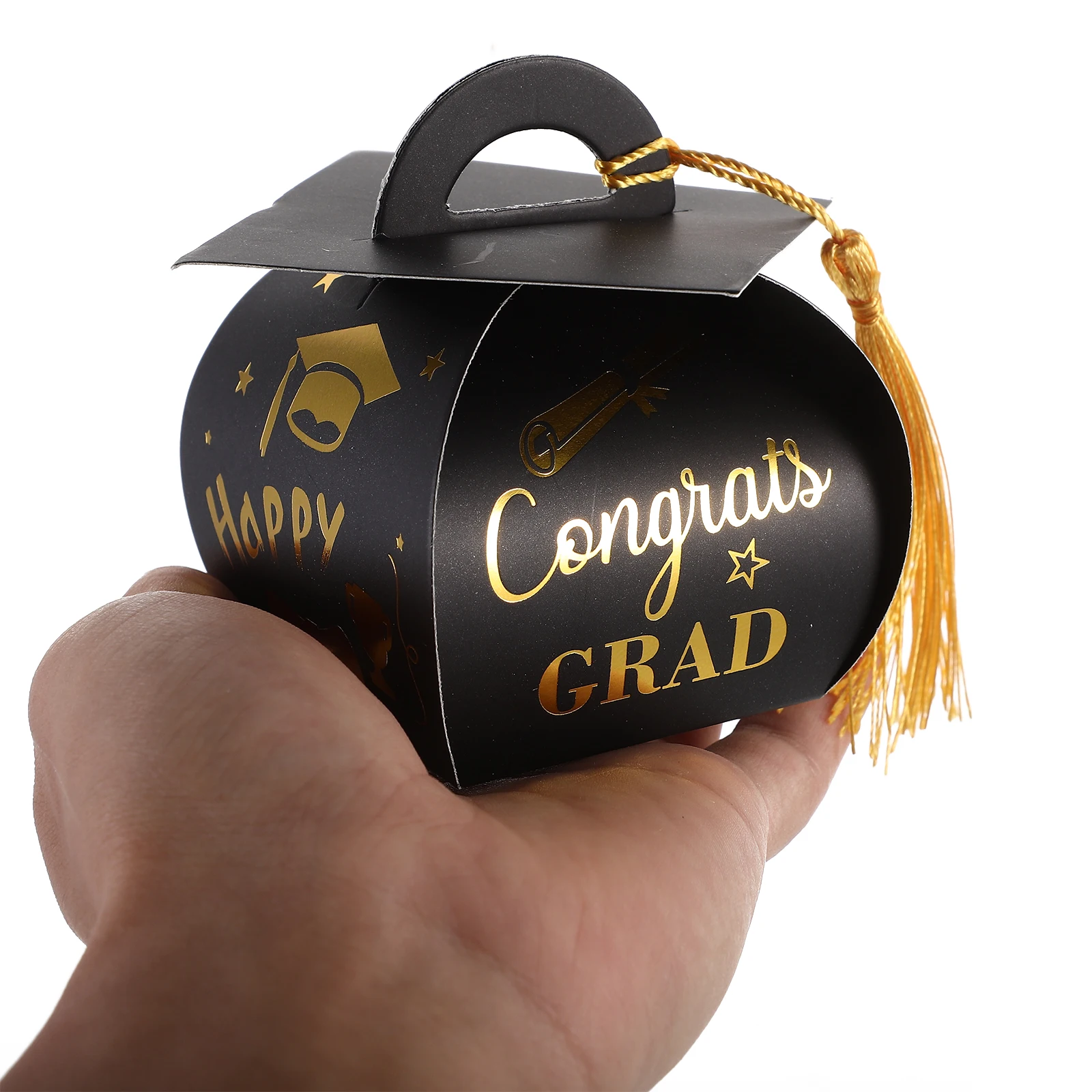 

50Pcs Graduation Hat Shaped Candy Boxes Festive Party Favors Sweets Container Gift Packaging
