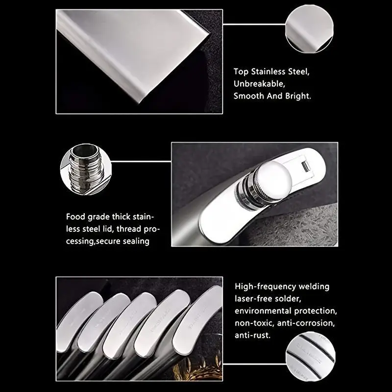 جديد 10-1 أوقية الفولاذ المقاوم للصدأ قارورة الورك النبيذ ويسكي وعاء زجاجة للرجال المحمولة شارب الكحول الحاويات جيب زجاجة النبيذ الهدايا