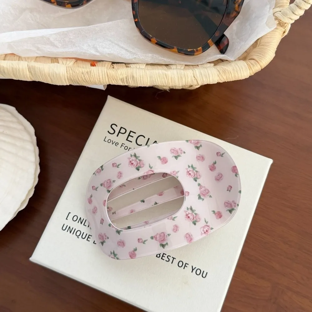 New Flower Hair Claw Clip Curved Acrylic Hair Clip Polka Dot Oval Hollow Large Claw Clip Headdress