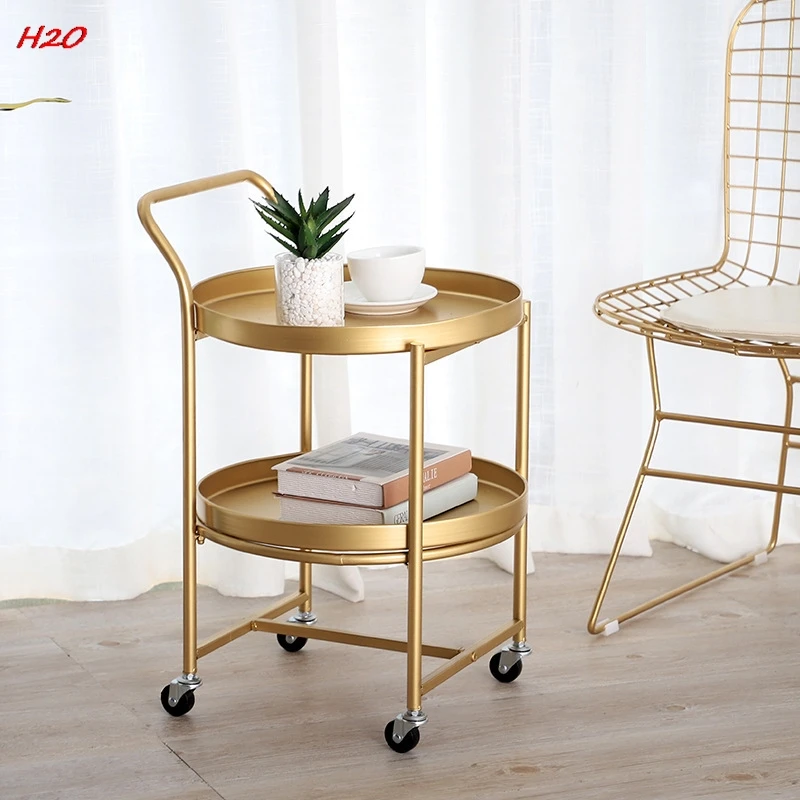 Creative Minimalist Wheeled Cart Coffee Table Home Living Room Bedroom Sofa Side Table Restaurant Club Movable  Drop Shipping