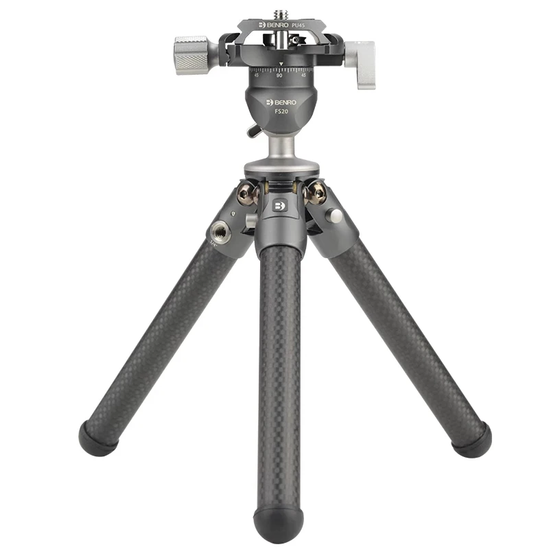 Benro SC05K SC05KWA حامل كاميرا ثلاثي القوائم لسطح المكتب من ألياف الكربون مع رأس FS20 للعرض المباشر Vlog Max تحميل 3 كجم