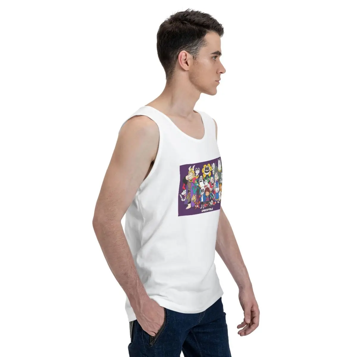 Undertale Adventure 100% Cotton Men's Sweatshirt Vest Sleeveless Clothing Tees Men Tank Tops T-shirt