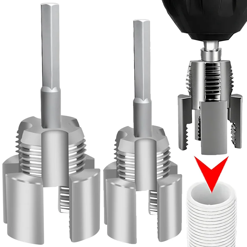 PPR/PVC Water Pipes Tap Die Thread Opener Hex Shank Threader Head Internal & External Integrated Plumbing Pipe Tapping Tools
