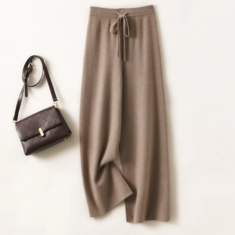 Cashmere Wide Leg Pants Knitted Thickened Wool Pants Casual Pants  Autumn and Winter New Slimming Sports Pants